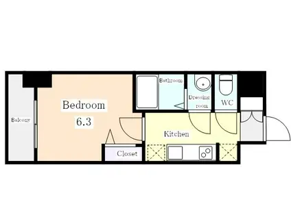 ディアレイシャス矢場町(1K/6階)の間取り写真