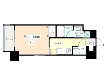 レジデンス東別院スクエアⅡ(1K/12階)の間取り写真