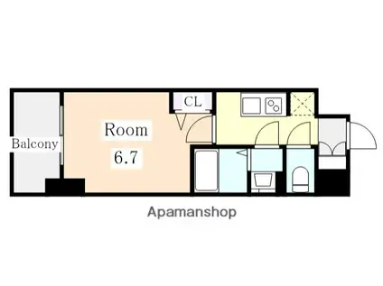 メイクス鶴舞Ⅱ(1K/9階)の間取り写真