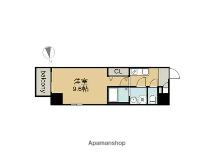 メイクス上前津Ⅱ(1K/2階)の間取り写真