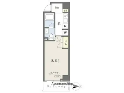 COZY阿由知通(1K/2階)の間取り写真