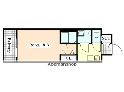 エスリード上前津LIVIA(1K/13階)の間取り写真