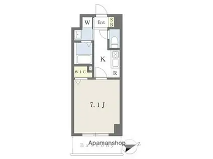 プレイズシード車道アベニュー(1K/8階)の間取り写真