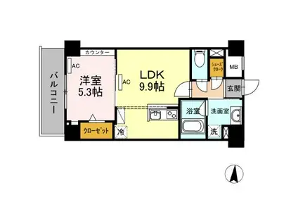 RESIDENCE丸の内七間町(1LDK/5階)の間取り写真