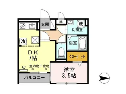 エバラン(1DK/1階)の間取り写真