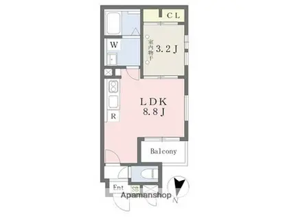 CHERIM日比野GRACE(1LDK/2階)の間取り写真