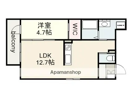 ミルノア尾頭橋(1LDK/4階)の間取り写真