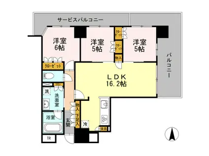 プレミスト泉レジデンスD-1704(3LDK/17階)の間取り写真