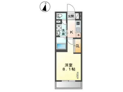 ヴァローレ日比野(1K/2階)の間取り写真