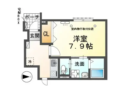 パロット片坂(1K/1階)の間取り写真