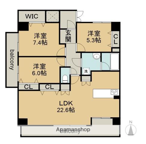 シティライフ中区正木(3LDK/7階)の間取り写真