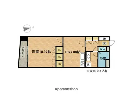 セイント橘(1DK/10階)の間取り写真