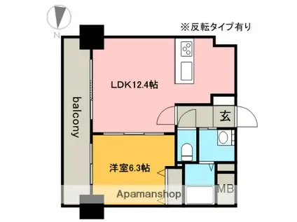 FLOS北山王(1LDK/2階)の間取り写真