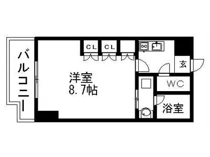 グランルージュ栄Ⅱ(1K/4階)の間取り写真