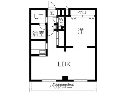 ワイズタワー徳川(1LDK/9階)の間取り写真