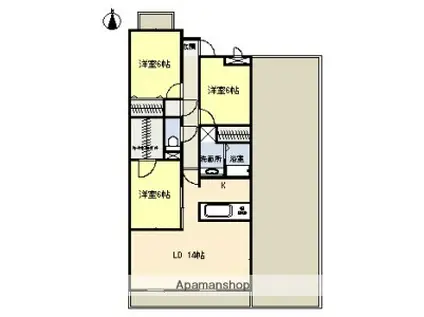ヴェルベデーレ陸前(3LDK/3階)の間取り写真