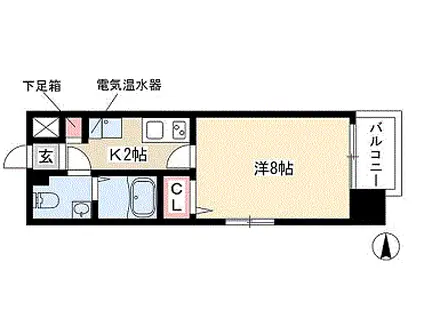 プレサンスMIU新栄(1K/2階)の間取り写真