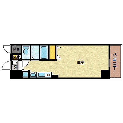 プレミアムコート名古屋金山インテルノ(1K/6階)の間取り写真