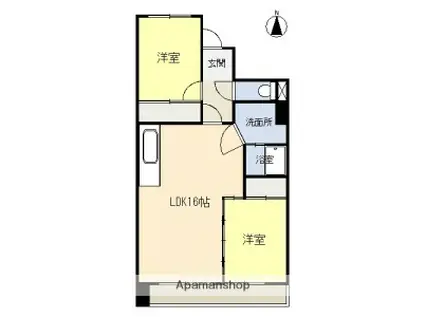 宮地興産ビル(2LDK/4階)の間取り写真