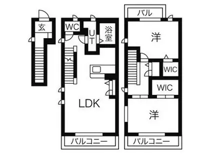 アルル西崎(2LDK/2階)の間取り写真