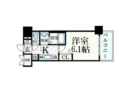 プレサンス THE MOTOYAMA(1K/3階)の間取り写真