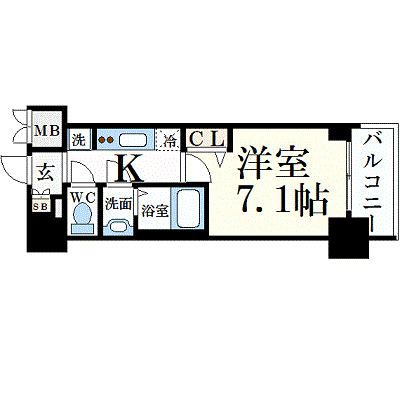 プレサンス桜通ベルノ(1K/14階)の間取り写真