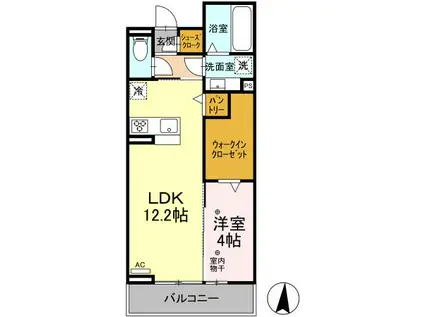 D-ROOM気噴町PJ A棟(1LDK/3階)の間取り写真