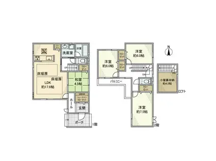 名古屋臨海高速鉄道 中島駅(愛知) 徒歩25分 2階建 築8年(4LDK)の間取り写真