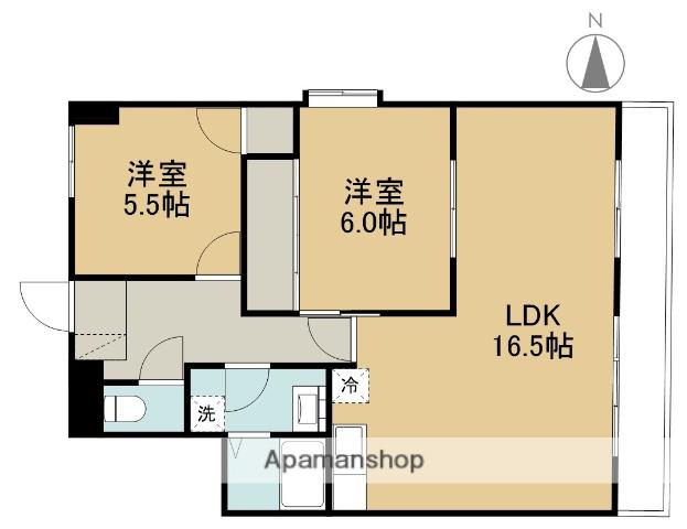 朝倉1番館(2LDK/1階)の間取り写真