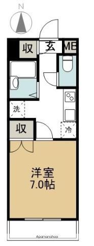 クレストⅢ(1K/2階)の間取り写真