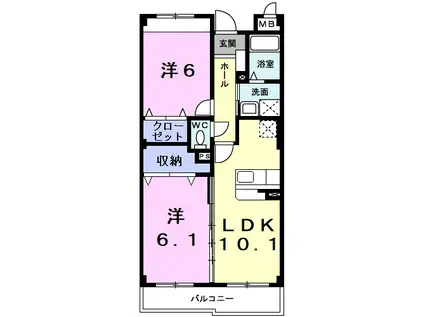 SUNSOLEIL21(2LDK/4階)の間取り写真