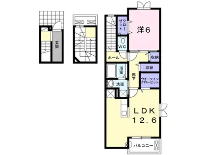 オレンジヒルズ論田A(1LDK/3階)の間取り写真