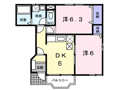 メイプルタウン A(2DK/1階)の間取り写真