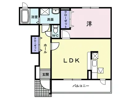 レインボーヒルズⅠ(1LDK/1階)の間取り写真