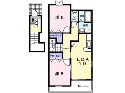 エクセランA(2LDK/2階)の間取り写真