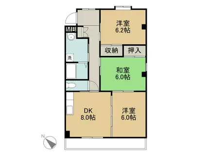 クレールA(3DK/3階)の間取り写真