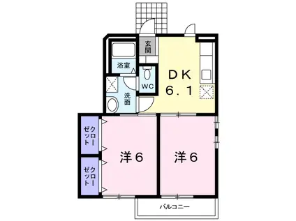 シャトーK(2DK/1階)の間取り写真