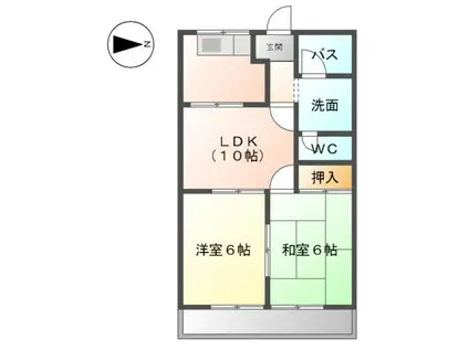 ソレイユ新舞子(2LDK/4階)の間取り写真