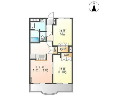 グランディール東海(2LDK/3階)の間取り写真