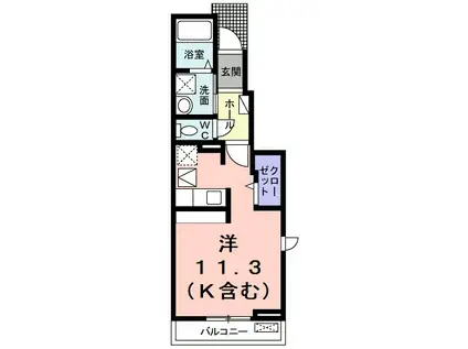 エバーグリーンC(ワンルーム/1階)の間取り写真