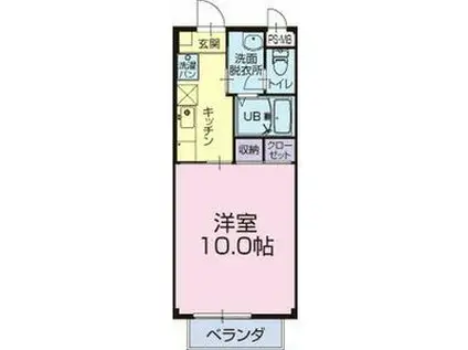 グリーンヒル矢高(1K/2階)の間取り写真