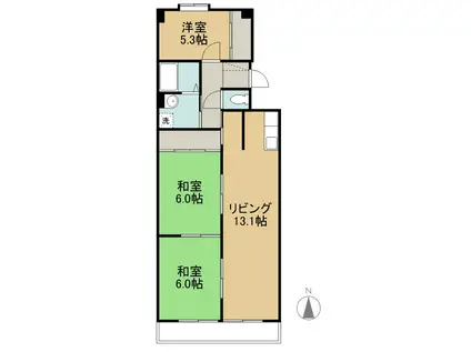 メゾン島田(3LDK/2階)の間取り写真