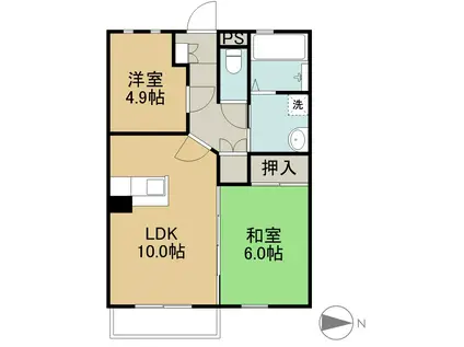MIRADOR(2LDK/2階)の間取り写真
