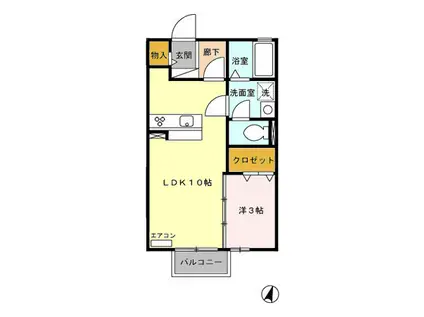 リビングタウンかじま台 C棟(1LDK/2階)の間取り写真