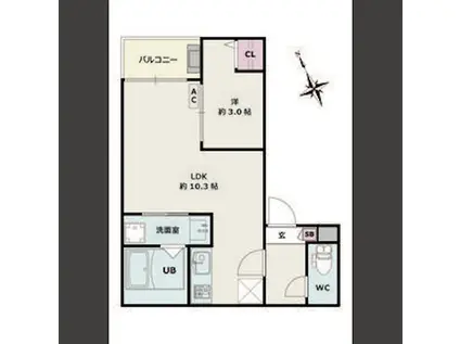 JACK SHINCHI Ⅱ(1LDK/2階)の間取り写真