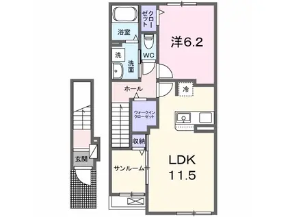 プリマステラ(1LDK/2階)の間取り写真