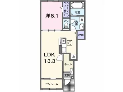 クラールⅡ(1LDK/1階)の間取り写真