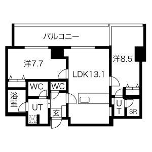 さくらHILLS NISHIKI PLATINUM RESIDE(2LDK/14階)の間取り写真