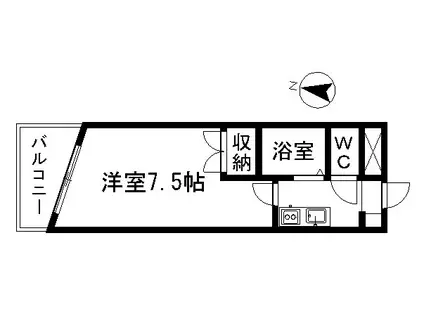 エステート記念橋(1K/8階)の間取り写真