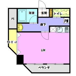ユタカマンション(ワンルーム/6階)の間取り写真